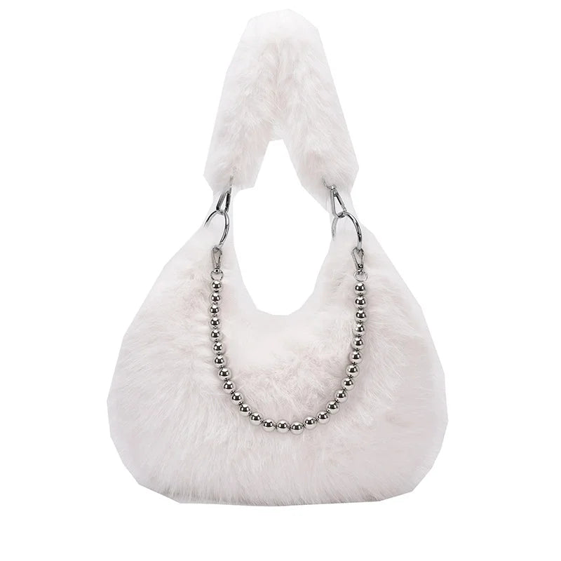 Fluffy White Shoulder Bag